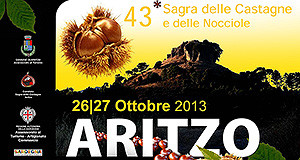 manifesto della Sagra delle Castagne e delle Nocciole - Aritzo - Domenica 27 Ottobre 2013 - Cortes Apertas Autunno in Barbagia - ParteollaClick