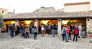 Persone alla casa museo di Serdiana che degustano vini novelli on occasione della festa d'autunno 2013