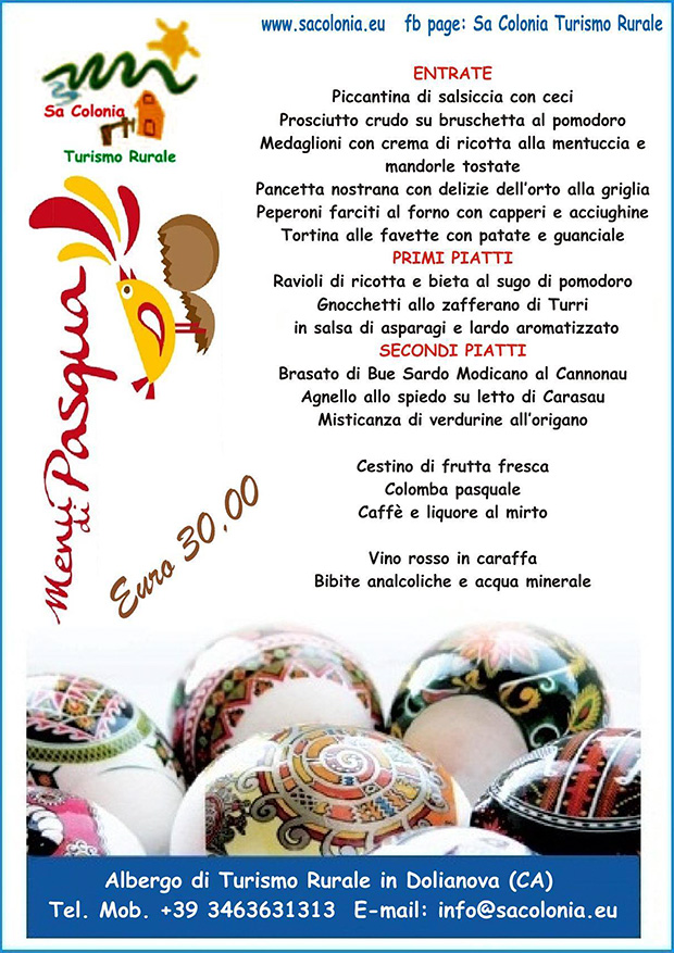 Pasqua e Pasquetta 2014 a Sa Colonia Turismo Rurale - Dolianova - Domenica 20 e Lunedì 21 Aprile 2014  - ParteollaClick