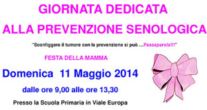 Locandina per la Giornata dedicata alla prevenzione senologica con visite gratuite - Dolianova - 11 Maggio 2014 - ParteollaClick
