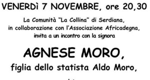 Locandina Incontri Culturali alla Comunità La Collina con Agense Moro - Serdiana - 7 Novembre 2014 - ParteollaClick