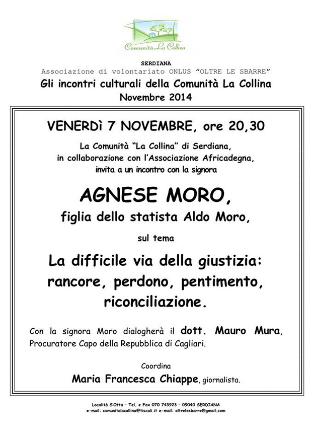 Incontri Culturali alla Comunità La Collina con Agense Moro - Serdiana - 7 Novembre 2014 - ParteollaClick