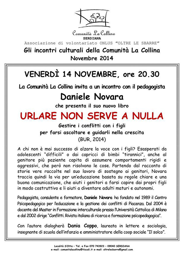 Urlare Non Serve a Nulla di e con Daniela Novara - Serdiana - Venerdì 14 Novembre 2014 - ParteollaClick