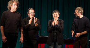 Foto di gruppo di Manuela Loddo, Romano Usai, Marcello Peghin, Paolo Zuddas in occasione di Pre..Testi, tra il serio e il faceto di Art'In - Donori - 29 Dicembre 2014 - ParteollaClick