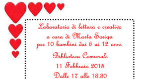 Locandina Laboratorio di Lettura e Creativo per San Valentino 2015 - Dolianova 11 Febbraio 2015 - ParteollaClick