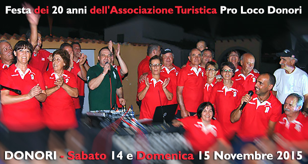 Banner Festa dei 20 anni dell'Associazione Turistica Pro Loco Donori - 14 e 15 Novembre 2015  - ParteollaClick