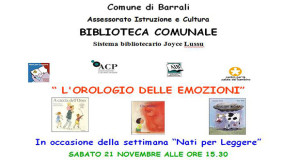 Banner L'Orologio delle emozioni laboratorio di animazione alla lettura per bambini - Barrali - 21 Novembre 2015 - ParteollaClick