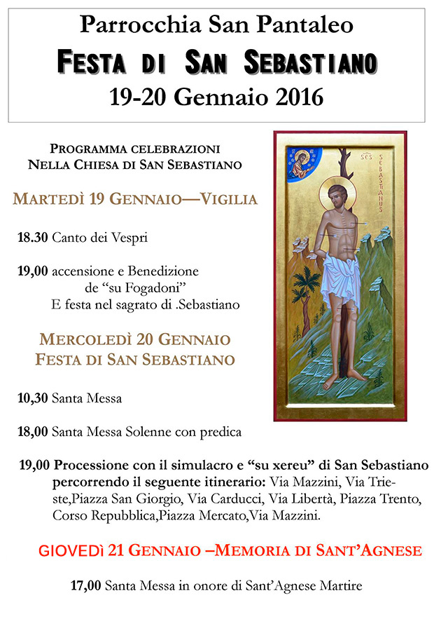 Programma della Festa di San Sebastiano Martire 2016 - Dolianova - 19, 20 e 21 Gennaio 2016 - ParteollaClick