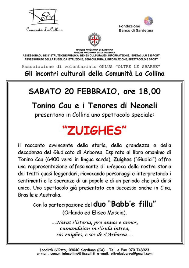 Spettacolo Zuighes con Tonino Cau e i Tenores di Neoneli - Comunità La Collina, Serdiana - 20 Febbraio 2016 - ParteollaClick