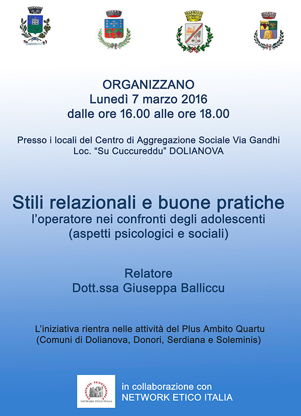 Incontro formativo Stili relazionali e buone pratiche - Dolianova - Lunedì 7 Marzo 2016 - ParteollaClick