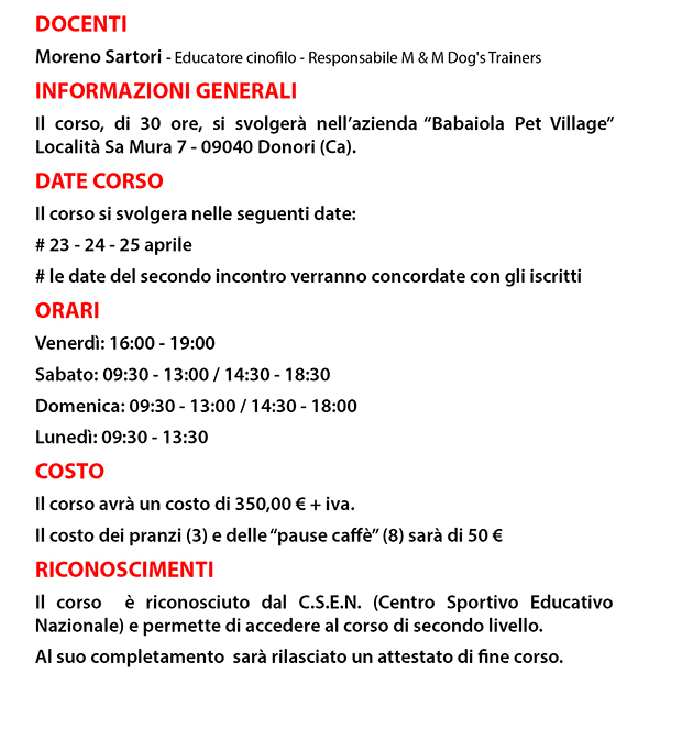 002 - Corso di 1° livello, conoscenza di base, Il cane nella sua totalità - Babaiola Pet Village, Donori - 23, 24 e 25 Aprile 2016 - ParteollaClick