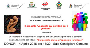 Banner Incontro di riflessione sul supporto che la Comunità può dare ai bambini e agli adolescenti - Soleminis, Donori, Serdiana, Dolianova - Aprile 2016