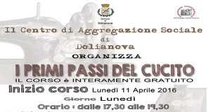 Banner I Primi Passi del Cucito, corso gratuito al Centro di Aggregazione Sociale Su Cuccureddu - Dolianova - 11 Aprile 2016 ParteollaClick