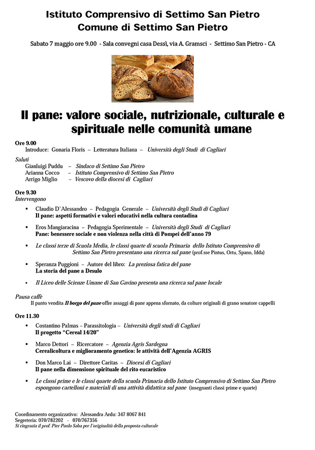 Il Pane, valore sociale, nutrizionale, culturale e spirituale nelle comunità umane - Settimo San Pietro -Sabato 7 Maggio 2016 - ParteollaClick