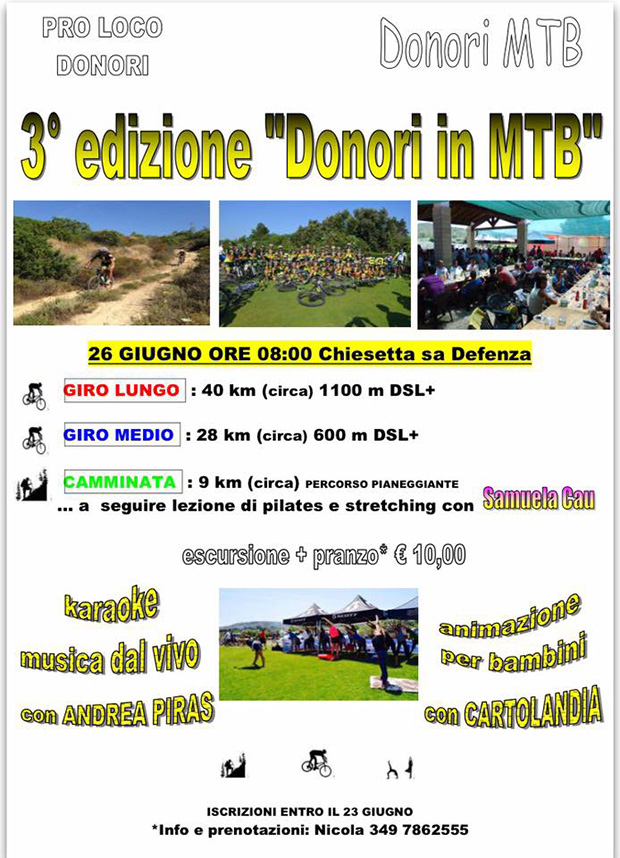 Terza edizione di Donori MTB, giornata di attività sportive e tanto divertimento - Donori, Parco della Chiesetta Sa Defentza - Domenica 26 Giugno 2016 - ParteollaClick