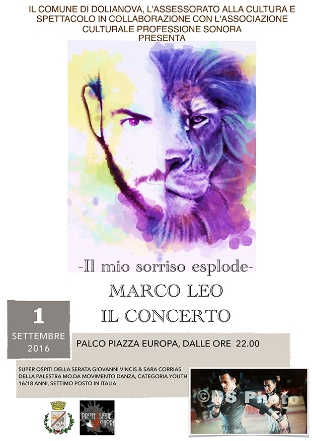Il Mio Sorriso Esplode, Marco Leo in Concerto in Piazza Europa - Dolianova - 1 Settembre 2016 - ParteollaClick