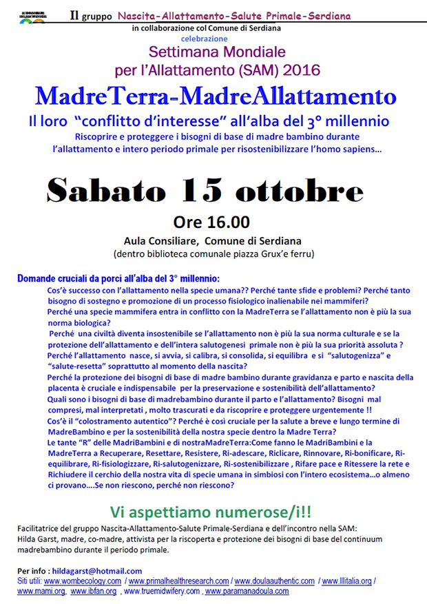 Banner Incontro informativo per la Settimana Mondiale dell'Allattamento 2016 - Serdiana - 15 Ottobre 2016 - ParteollaClick