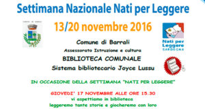 Baner Nati per Leggere, giochi e letture di tante storie per bambini - Barrali, Biblioteca Comunale - 17 Novembre 2016 - ParteollaClick