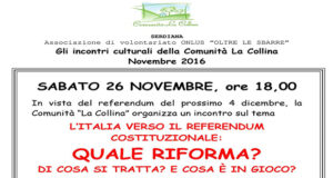 Banner Quale Riforma? L'Italia verso il Referendum Costituzionale - Comunità La Collina, Serdiana - 26 Novembre - ParteollaClick