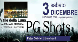 Banner PG Shots Peter Gabriel Tribute Band - Valle della Luna Serdiana - 3 Dicembre 2016 - ParteollaClick