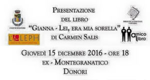 Baner Presentazione del libro Gianna Lei era mia Sorella di Carmen Salis - Donori - 15 Dicembre 2016 - ParteollaClick