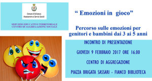 Banner Emozioni in Gioco, laboratorio sulle emozioni al Centro di Aggregazione Sociale - Dolianova - 9 Febbraio 2017 - ParteollaClick