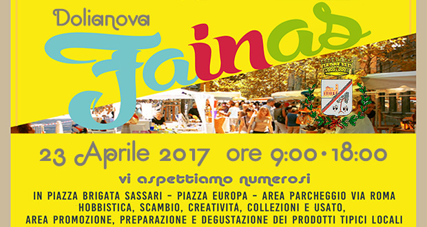 Banner Mercatino Domenicale Fainas - Dolianova, Piazza Brigata Sassari, Piazza Europa, Area Parcheggio Via Roma - 23 Aprile 2017 - ParteollaClick