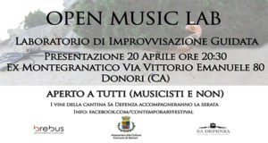 Banner Open Music Lab, presentazione laboratorio musicale di improvvisazione guidata - Ex Montegranatico, Donori - 20 Aprile 2017 - ParteollaClick