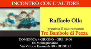 Banner Presentazione del libro Tre Bambole di Pezza di Raffaele Olla - Donori, Ex Montegranatico - 4 Giugno 2017 - ParteollaClick