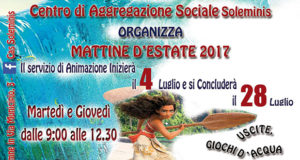 Banner Mattine d'Estate 2017, animazione estiva per bambini - Centro di Aggregazione Sociale Soleminis - Dal 4 al 28 Luglio 2017 - ParteollaClick