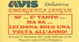 Banner Giornata della Donazione di Sangue 2017 nell'Associazione AVIS in Piazza Amendola - Dolianova - 21 Dicembre 2017 - ParteollaClick