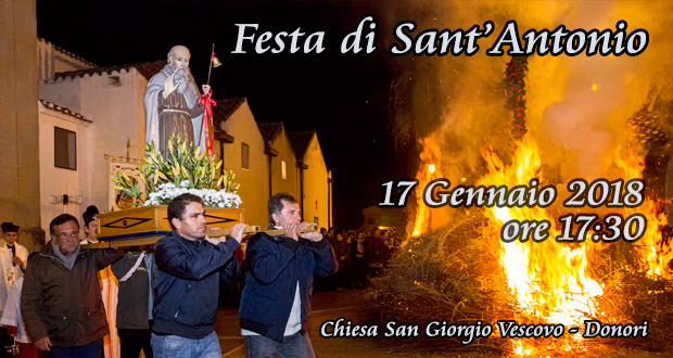 Banner Festa di Sant'Antonio Abate 2018 con il tradizionale falò - Donori, Chiesa di San Giorgio Vescovo - 17 Gennaio 2018 - ParteollaClick