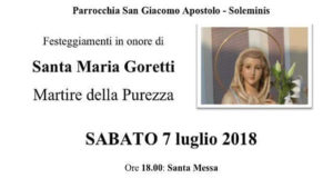 Banner Festeggiamenti in onore Santa Maria Goretti - Chiesa Parrocchiale San Giacomo Maggiore, Soleminis - 7 Luglio 2018 - ParteollaClick
