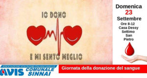 Banner Giornata della Donazione di Sangue - Settimo San Pietro, Casa Dessy - 23 Settembre 2018 - ParteollaClick