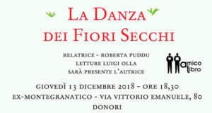 Banner Presentazione del libro La Danza dei Fiori Secchi di e con Carmen Salis - Donori, Ex Montegranatico - 3 Dicembre 2018 - ParteollaClick