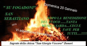 Banner Festa di San Sebastiano Martire con il tradizionale falò - Donori, Chiesa di San Giorgio Vescovo - 20 Gennaio 2019 - ParteollaClick