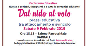 Banner Conferenza educativa Dal nido al volo. Prassi educativa tra attaccamento e svincolo - Barrali - 9 Febbraio 2019 - ParteollaClick