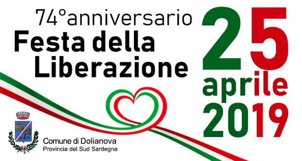 Banner 74° Anniversario della Liberazione - Dolianova, Piazza Brigata Sassari - 25 Aprile 2019 - ParteollaClick
