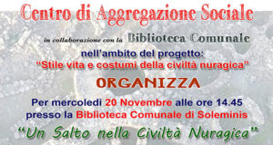 Banner Presentazione del libro Un Salto nella Civiltà Nuragica di Clelia Martuzzu - Soleminis, Biblioteca Comunale - 20 Novembre 2019 - ParteollaClick