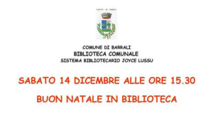 Banner BUON NATALE IN BIBLIOTECA 2019, laboratorio creativo e letture natalizie per bambini - Barrali, Biblioteca Comunale - 14 Dicembre 2019 - ParteollaClick