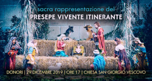 Banner Sacra rappresentazione del PRESEPE VIVENTE itinerente, lungo le vie del centro storico - Donori - 29 Dicembre 2019 - ParteollaClick