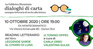 Banner Reading letterario del libro LEGGENDE SARDE AL CHIARO DI LUNA - Donori - 10 Ottobre 2020 - ParteollaClick
