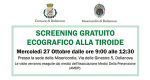 Banner Giornata di screening gratuito alla tiroide, alla Misericordia del Parteolla - Dolianova - 27 Ottobre 2021 - ParteollaClick