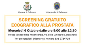 Banner Giornata di screening gratuito ecografico alla prostata, alla Misericordia del Parteolla - Dolianova - 6 Ottobre 2021 - ParteollaClick