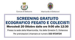 Banner Giornata di screening gratuito fegato e colecisti - Dolianova - 20 Ottobre 2021 - ParteollaClick