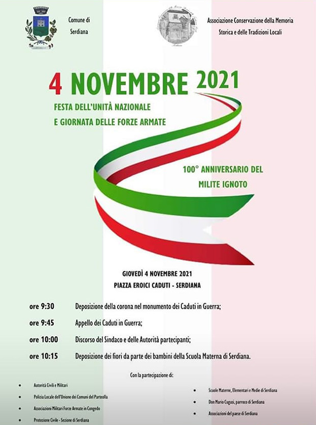 Festa dell'Unità Nazionale e Giornata delle Forze Armate in Piazza Eroici Caduti - Serdiana - Giovedì 4 Novembre 2021 - ParteollaClick