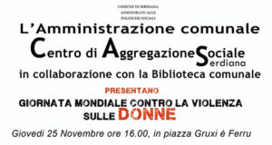 Banner Giornata mondiale contro la violenza sulle donne - Serdiana - 25 Novembre 2021 - ParteollaClick