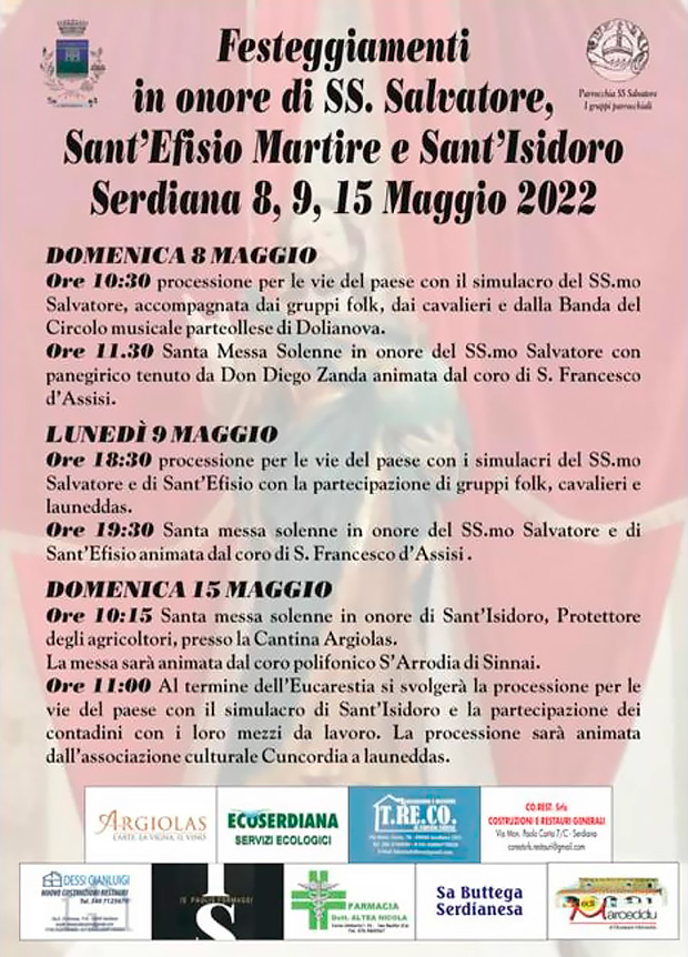 Festeggiamenti Patronali del Santissimo Salvatore - Serdiana - 8, 9 e 15 Maggio 2022 - ParteollaClick