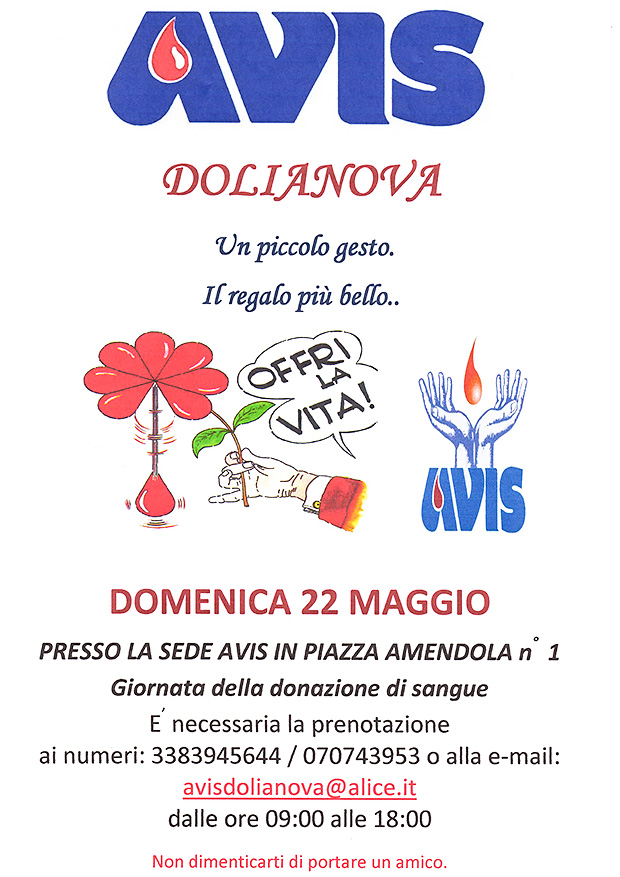 Giornata della Donazione di Sangue nell'Associazione AVIS - Dolianova - 22 Maggio 2022 - ParteollaClick