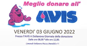 Banner Giornata della Donazione di Sangue nell'Associazione AVIS - Dolianova - 3 Giugno 2022 - ParteollaClick